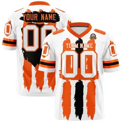 White Orange and Black Graffiti Flag Football Jersey 1
