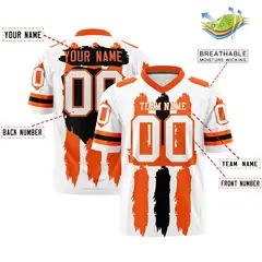 White Orange and Black Graffiti Flag Football Jersey 2