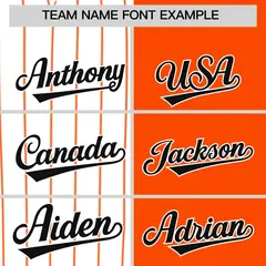 White Orange and Black Pinstripe Raglan Baseball Jersey 3