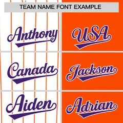 White Orange and Purple Pinstripe Raglan Baseball Jersey 3