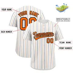 White Orange and White Bi-Color Stripes Baseball Jersey 2