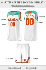 White Orange-Aqua Classic Basketball Sports Uniform Jersey 2