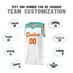 White Orange-Aqua Classic Basketball Sports Uniform Jersey 3