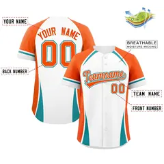 White Orange-Aqua Color Block Authentic Baseball Jersey 2