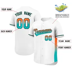 White Orange Aqua Gradient Side Authentic Baseball Jersey 2