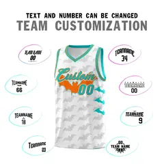 White Orange Aqua Halloween Bat Pattern Basketball Jersey 4
