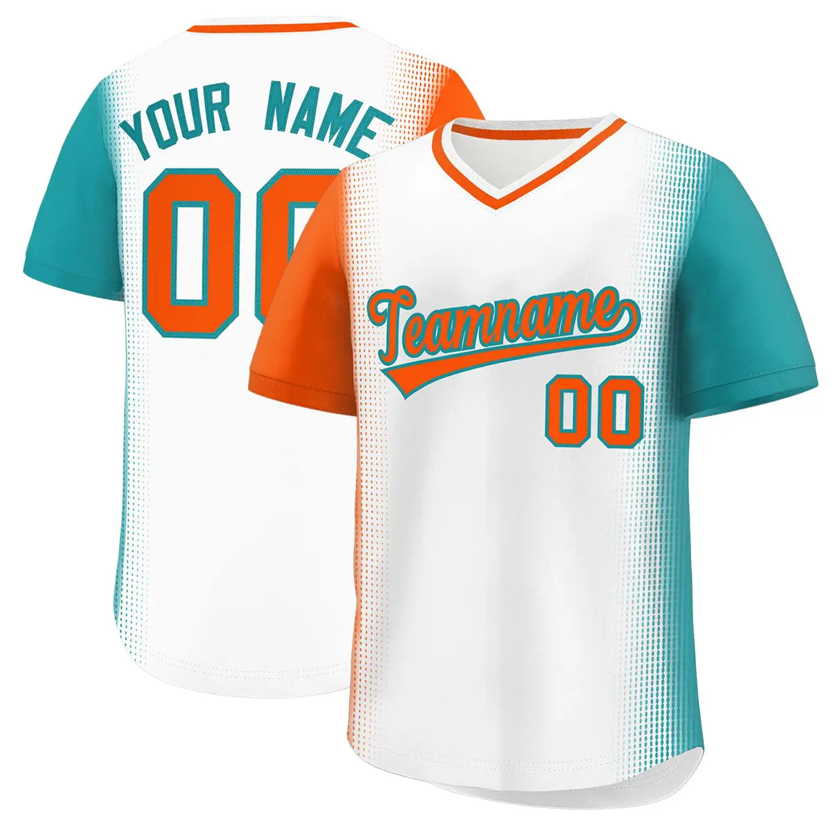 White Orange-Aqua Raglan Pullover Authentic Baseball Jersey