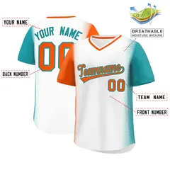 White Orange-Aqua Raglan Pullover Authentic Baseball Jersey 2