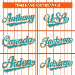 White Orange-Aqua Stripe Full Button Baseball Jersey 3
