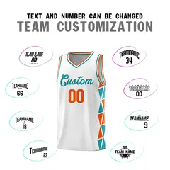 White Orange-Aqua Triangle Splicing Basketball Jersey 3
