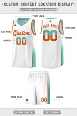 White Orange Aqua Two Tone Font Basketball Jersey 2