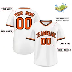 White Orange Authentic Classic Pullover Baseball Jersey 2