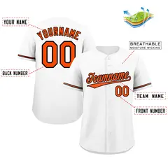 White Orange-Black Classic Authentic Baseball Jersey 2