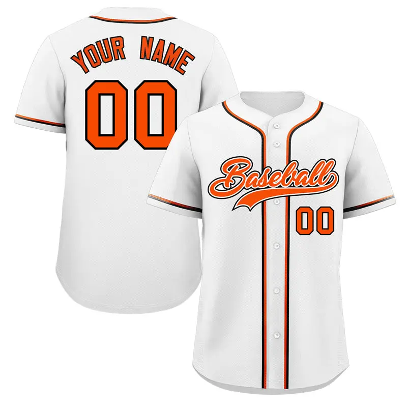 White Orange-Black Classic Authentic Baseball Jersey