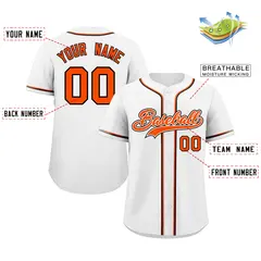 White Orange-Black Classic Authentic Baseball Jersey 2