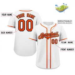 White Orange-Black Classic Authentic Baseball Jersey 2