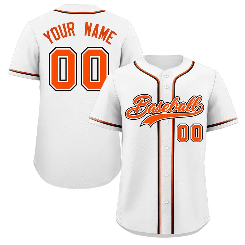 White Orange-Black Classic Authentic Baseball Jersey