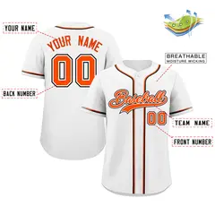 White Orange-Black Classic Authentic Baseball Jersey 2