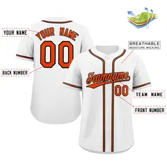 White Orange-Black Classic Authentic Baseball Jersey 2