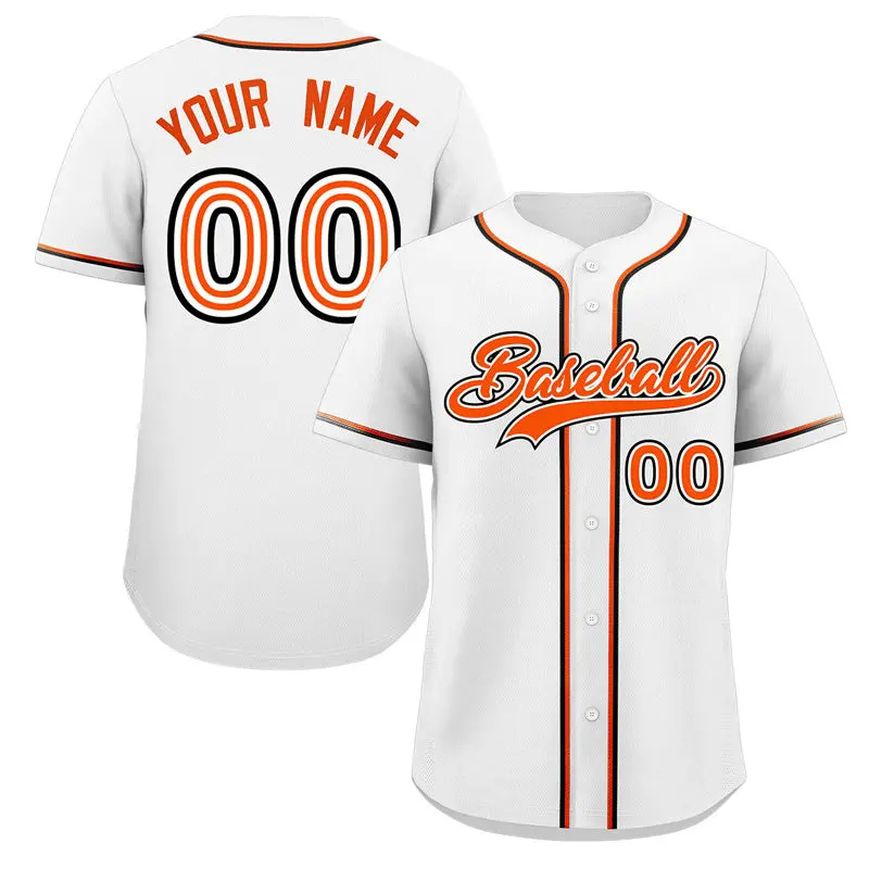 White Orange-Black Classic Authentic Baseball Jersey