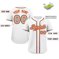 White Orange-Black Classic Authentic Baseball Jersey 2