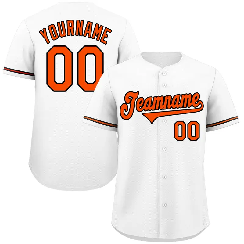 White Orange-Black Classic Authentic Baseball Jersey