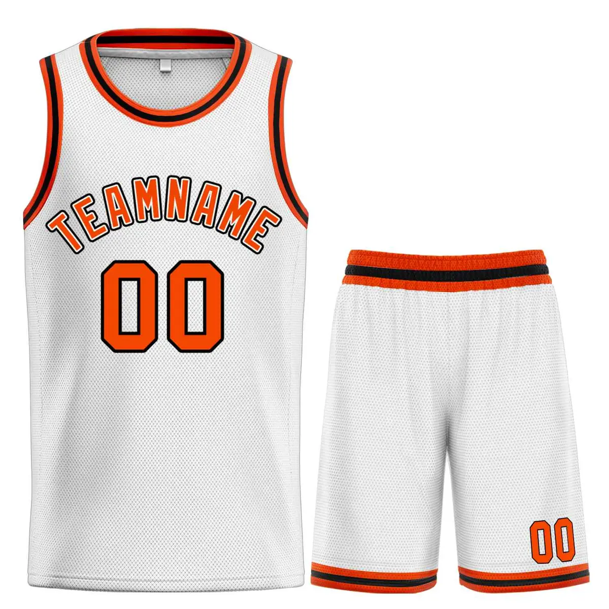 White Orange-Black Classic Curved Sets Basketball Jersey