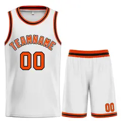 White Orange-Black Classic Curved Sets Basketball Jersey