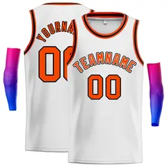 White Orange-Black Classic Men's Basketball Jersey