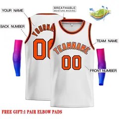 White Orange-Black Classic Men's Basketball Jersey 2