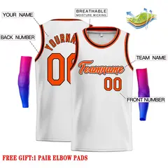 White Orange-Black Classic Men's Basketball Jersey 2