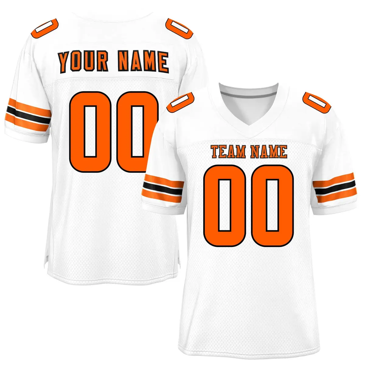 White Orange-Black Classic Mesh Authentic Football Jersey
