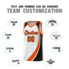 White Orange-Black Color Block Sports Basketball Jersey 3