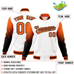 White Orange Black Gradient Varsity Raglan Letterman Jacket 2