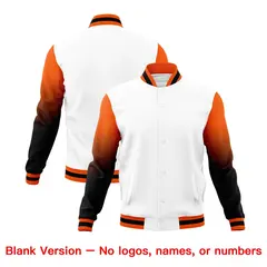 White Orange Black Gradient Varsity Raglan Letterman Jacket 7