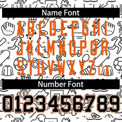 White Orange-Black Line Graffiti Raglan Varsity Letterman Jacket 6