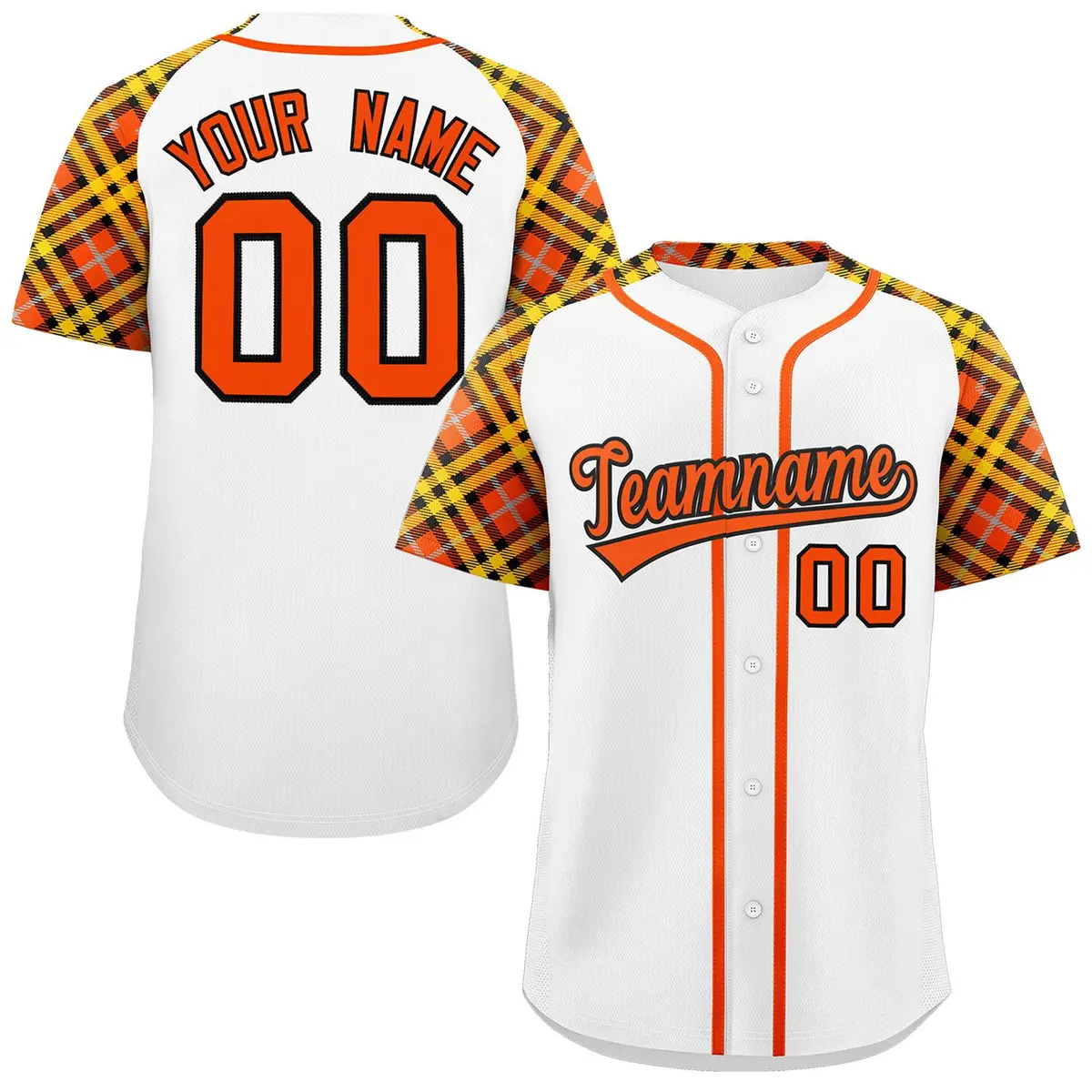 White Orange-Black Raglan Sleeves Authentic Baseball Jersey