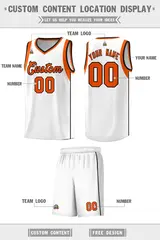 White Orange-Black Sleeve Color Block Basketball Jersey 2