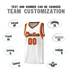 White Orange-Black Sleeve Color Block Basketball Jersey 4