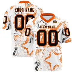 White Orange-Black Star Graffiti Authentic Football Jersey