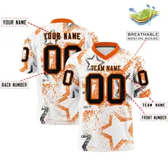 White Orange-Black Star Graffiti Authentic Football Jersey 2