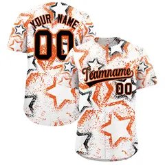 White Orange Black Star Ink Graffiti Pattern Baseball Jersey