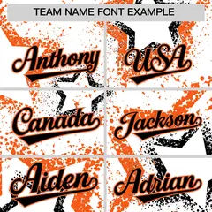 White Orange Black Star Ink Graffiti Pattern Baseball Jersey 3