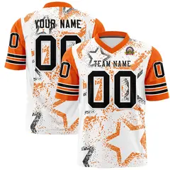 White Orange-Black Star Pattern Authentic Football Jersey 1