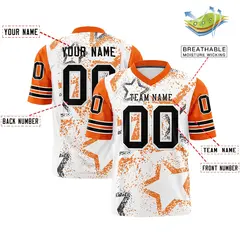 White Orange-Black Star Pattern Authentic Football Jersey 2