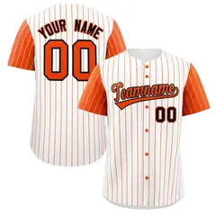 White Orange-Black Stripe Raglan Baseball Jersey