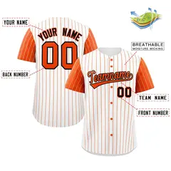 White Orange-Black Stripe Raglan Baseball Jersey 2