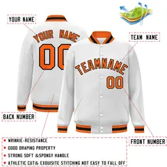 White Orange-Black Varsity Full-Snap Letterman Jacket 2