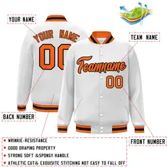 White Orange-Black Varsity Full-Snap Letterman Jacket 2