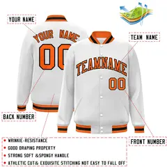 White Orange-Black Varsity Full-Snap Letterman Jacket 2